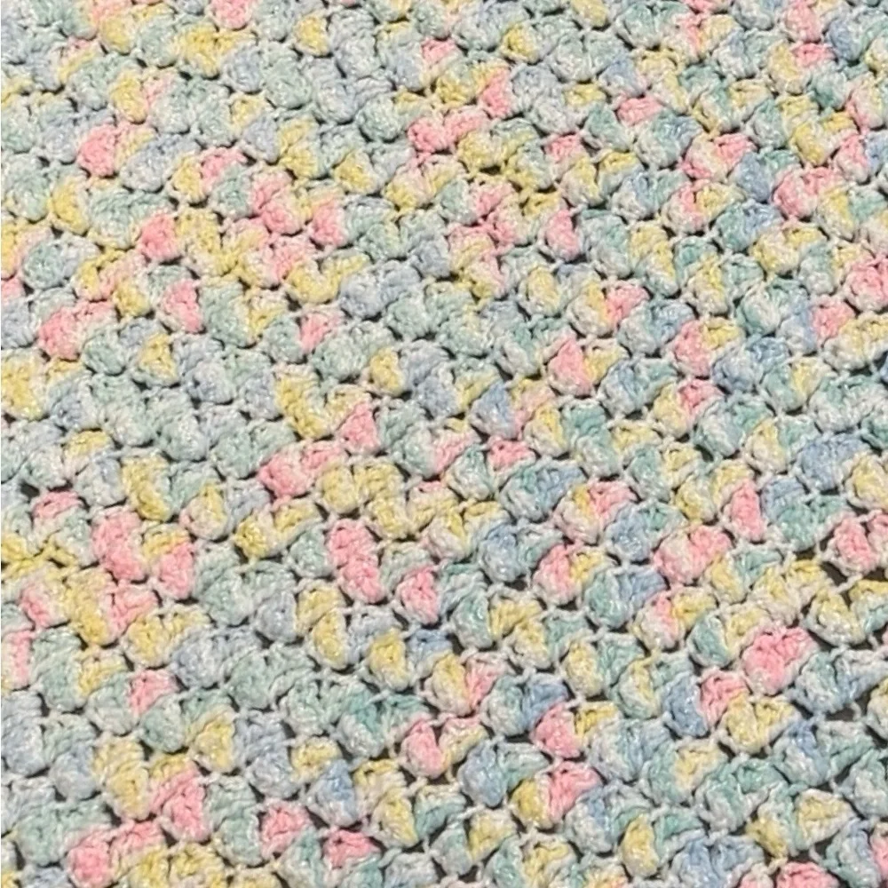 Handmade Crochet Baby Blanket Pastel Heirloom Cottagecore‎ Nursery Throw 22x32